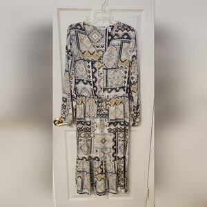 Canyon Retreat Mesa Woven  Printed Tiered Midi Dress Size M NWOT